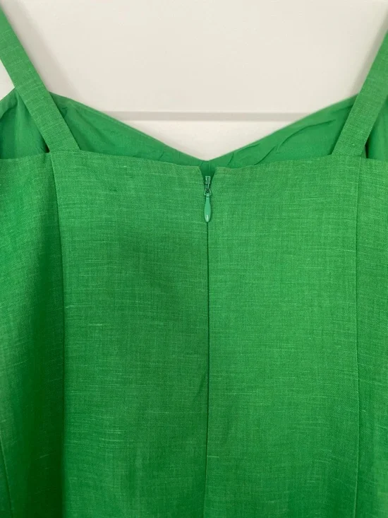 Boden Green Linen Blend Matilda Pleated Sun Dress Size 6R - Picture 6 of 8